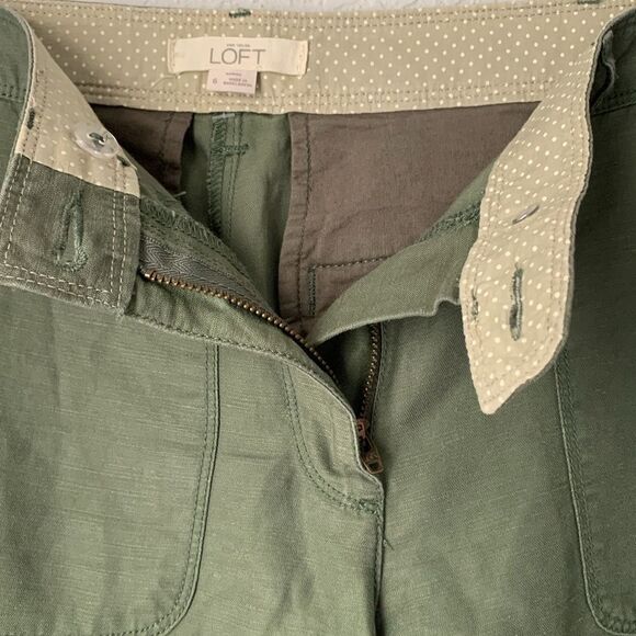 LOFT Marisa Linen Blend Forest Green Women’s Pants Size 6 - Picture 7 of 9
